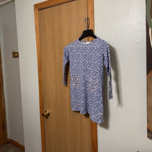 Crewcuts Factory Size 8 w/Floral Print 100% Cotton Long Sleeve T-Shirt Dress - Picture 1 of 5